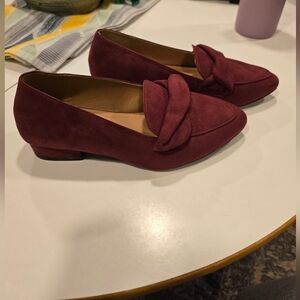 PENN Brand - Burgundy Suede Loafers with Knot Detail (10.5 WIDE)